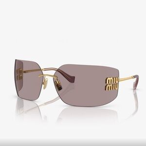 Miu Miu MU54YS Oversized Gold and Brown Sunglasses